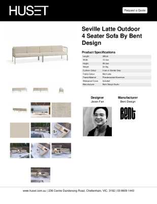 Tear Sheet: Seville Latte Outdoor 4 Seater Sofa by Bent Design