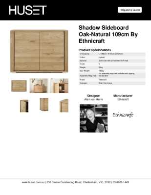 Tear Sheet: Shadow Sideboard Oak-Natural 109cm by Ethnicraft