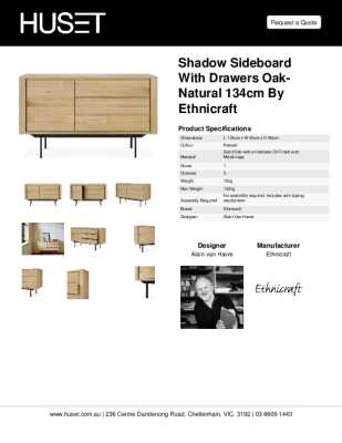 Tear Sheet: Shadow Sideboard with Drawers Oak-Natural 134cm by Ethnicraft