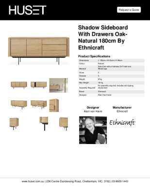 Tear Sheet: Shadow Sideboard with Drawers Oak-Natural 180cm by Ethnicraft