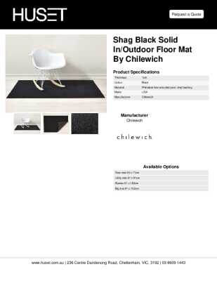 Tear Sheet: Shag Black Solid In/Outdoor Floor Mat by Chilewich