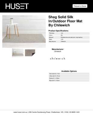 Tear Sheet: Shag Solid Silk In/Outdoor Floor Mat by Chilewich