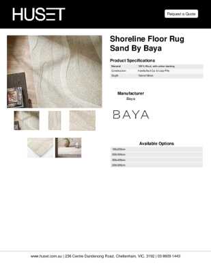 Tear Sheet: Shoreline Floor Rug Sand by Baya