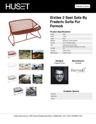 Tear Sheet: Sixties 2 Seat Sofa by Frederic Sofia for Fermob