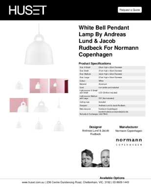 Tear Sheet: White Bell Pendant Lamp by Andreas Lund & Jacob Rudbeck for Normann Copenhagen