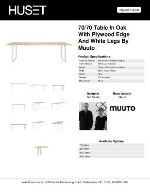 Tear Sheet: 70/70 Table in Solid Oak with White Legs by Muuto