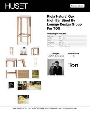 Tear Sheet: Rioja Natural Oak High Bar Stool by Lounge Design Group for TON