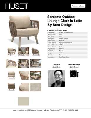 Tear Sheet: Sorrento Outdoor Lounge Chair in Latte by Bent Design