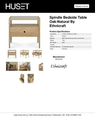 Tear Sheet: Spindle Bedside Table Oak-Natural by Ethnicraft