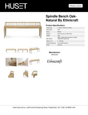 Tear Sheet: Spindle Bench Oak-Natural by Ethnicraft