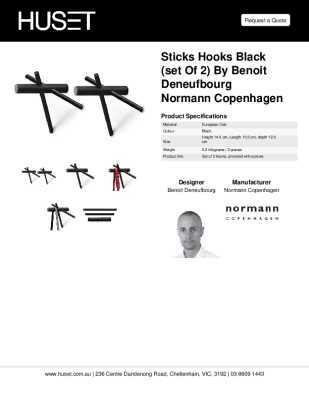 Tear Sheet: Sticks Hooks Black (set of 2) by Benoit Deneufbourg Normann Copenhagen
