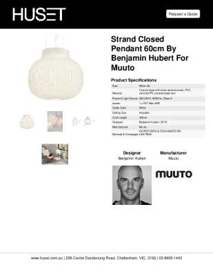 Tear Sheet: Strand Closed Pendant 60cm by Benjamin Hubert for Muuto