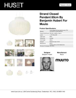 Tear Sheet: Strand Closed Pendant 80cm by Benjamin Hubert for Muuto