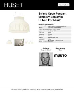 Tear Sheet: Strand Open Pendant 60cm by Benjamin Hubert for Muuto