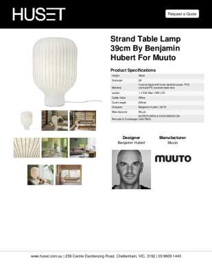 Tear Sheet: Strand Table Lamp 39cm by Benjamin Hubert for Muuto