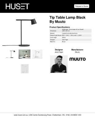 Tear Sheet: Tip Table Lamp Black by Muuto 