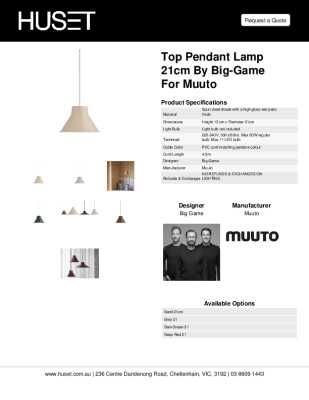 Tear Sheet: Top Pendant Lamp 21cm by Big-Game for Muuto