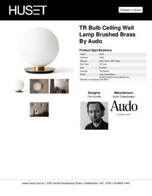 Tear Sheet: TR Bulb Ceiling Wall Lamp Brushed Brass by Audo