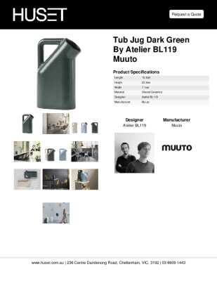 Tear Sheet: Tub Jug Dark Green by Atelier BL119 Muuto