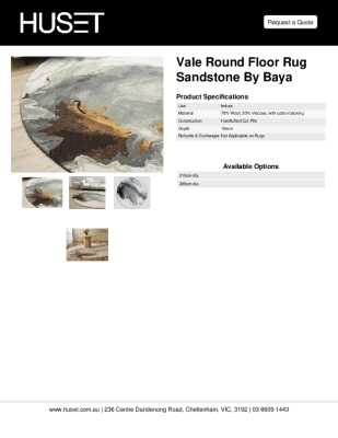 Tear Sheet: Vale Round Floor Rug Sandstone by Baya