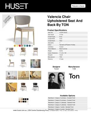 Tear Sheet: Valencia Chair Upholstered Seat and Back by TON