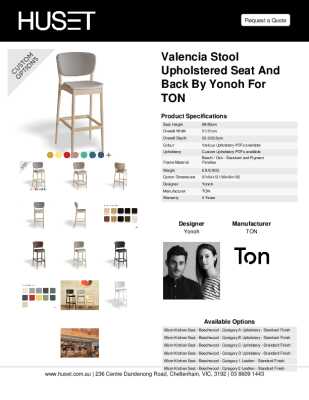 Tear Sheet: Valencia Stool Upholstered Seat and Back by Yonoh for TON