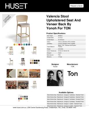 Tear Sheet: Valencia Stool Upholstered Seat and Veneer Back by Yonoh for TON