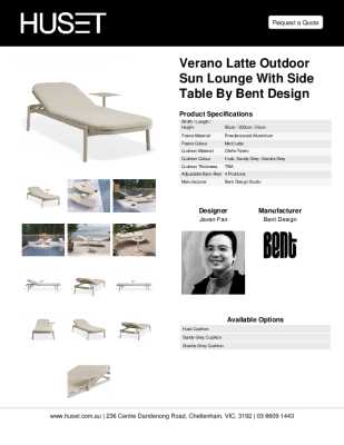 Tear Sheet: Verano Latte Outdoor Sun Lounge with Side Table by Bent Design