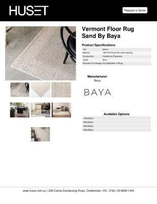Tear Sheet: Vermont Floor Rug Sand by Baya