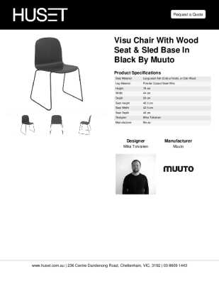 Tear Sheet: Visu Chair with Wood Seat & Sled Base in Black by Muuto