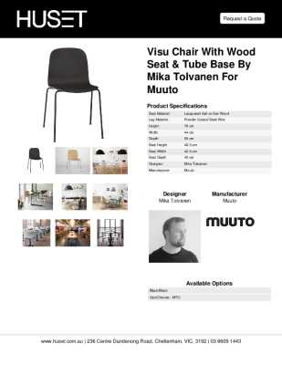Tear Sheet: Visu Chair with Wood Seat & Tube Base in Black by Muuto 