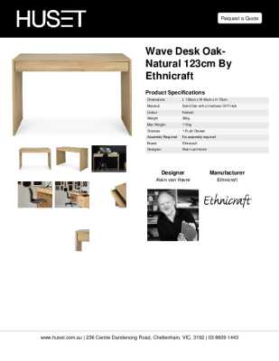 Tear Sheet: Wave Desk Oak-Natural 123cm by Ethnicraft