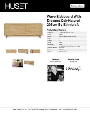 Tear Sheet: Wave Sideboard with Drawers Oak-Natural 205cm by Ethnicraft