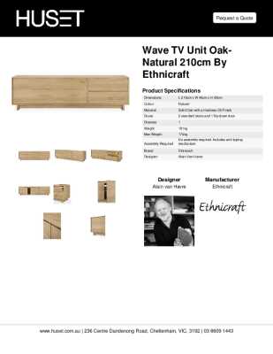 Tear Sheet: Wave TV Unit Oak-Natural 210cm by Ethnicraft