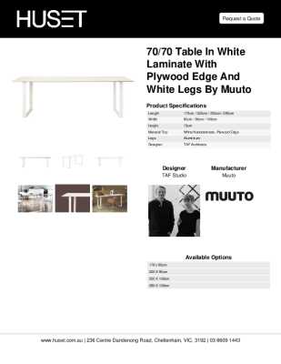 Tear Sheet: 70/70 Table in White Laminate with Plywood Edge and White Legs by Muuto