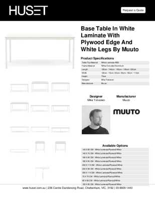 Tear Sheet: Base Table in White Laminate with Plywood Edge and White Legs by Muuto 