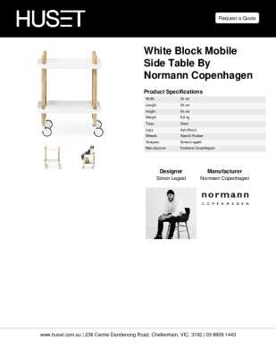 Tear Sheet: White Block Mobile Side Table by Normann Copenhagen 