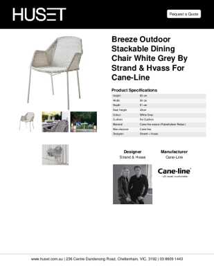 Tear Sheet: Breeze Outdoor Stackable Dining Chair White Grey by Strand & hvass For Cane-line