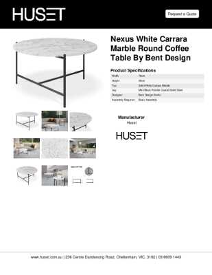 Tear Sheet: Nexus White Carrara Marble Round Coffee Table by Bent Design