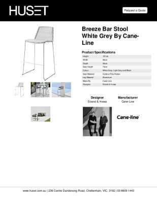 Tear Sheet: Breeze Bar Stool White Grey by Cane-line