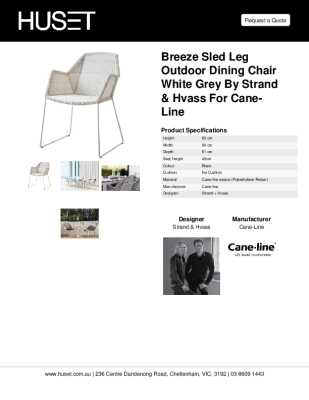 Tear Sheet: Breeze Sled Leg Outdoor Dining Chair White Grey by Strand & hvass For Cane-line