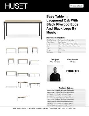 Tear Sheet: Base Table in Lacquered Oak with Black Plywood Edge and Black Legs by Muuto 