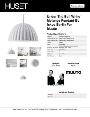 Tear Sheet: Under The Bell White Melange Pendant by Iskos Berlin for Muuto