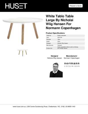 Tear Sheet: White Tablo Table Large by Nicholai Wiig Hansen for Normann Copenhagen