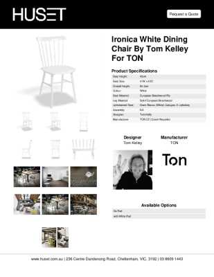 Tear Sheet: Ironica White Dining Chair by Tom Kelley for TON