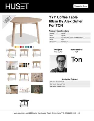 Tear Sheet: YYY Coffee Table 60cm by Alex Gufler for TON