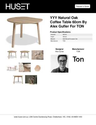 Tear Sheet: YYY Natural Oak Coffee Table 60cm by Alex Gufler for TON