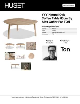 Tear Sheet: YYY Natural Oak Coffee Table 80cm by Alex Gufler for TON