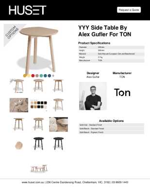 Tear Sheet: YYY Side Table by Alex Gufler for TON